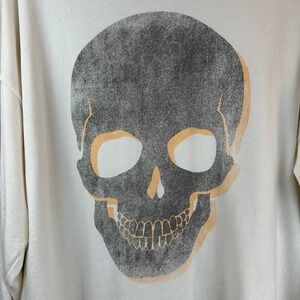 Grayson Threads Mens Large Skull Graphic Sweatshirt Cream Oversized Long Sleeve